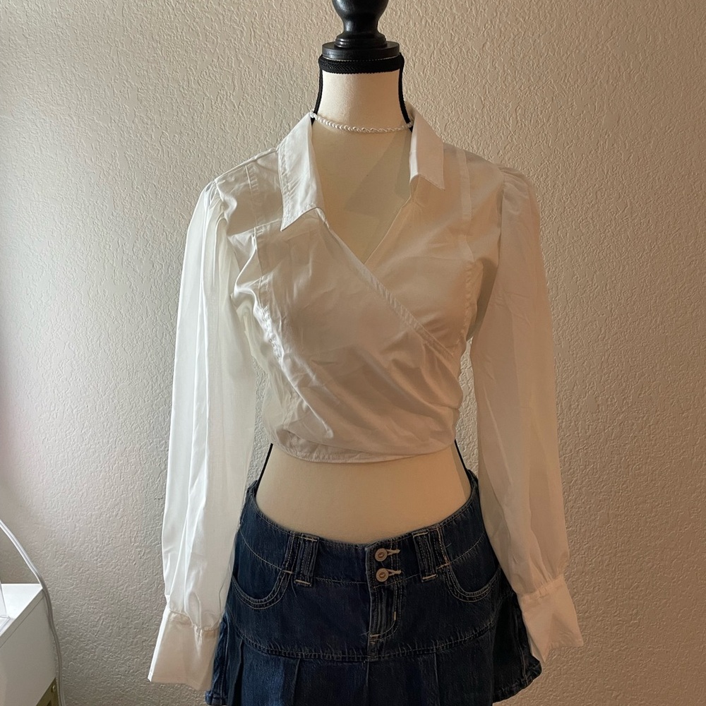 Elegant White Wrap Blouse